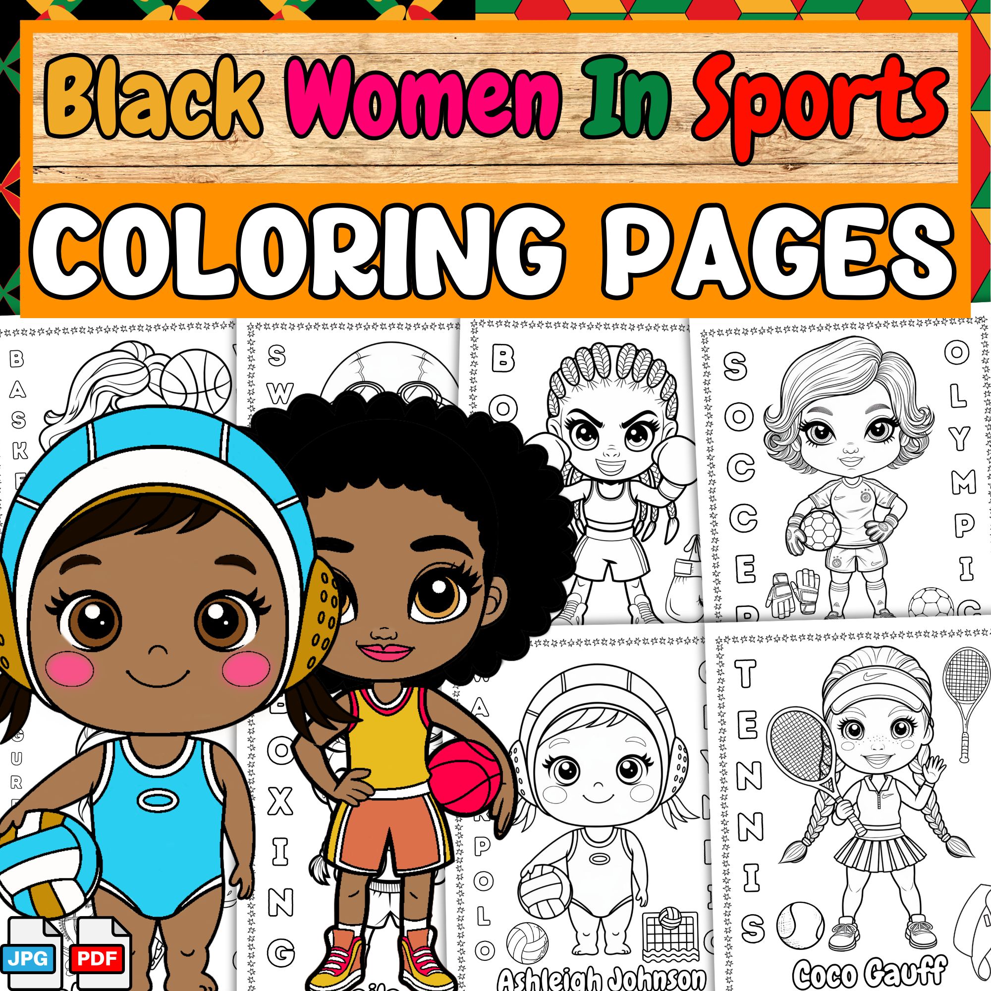 Black Women In Sports Coloring Pages Black History Month Digital