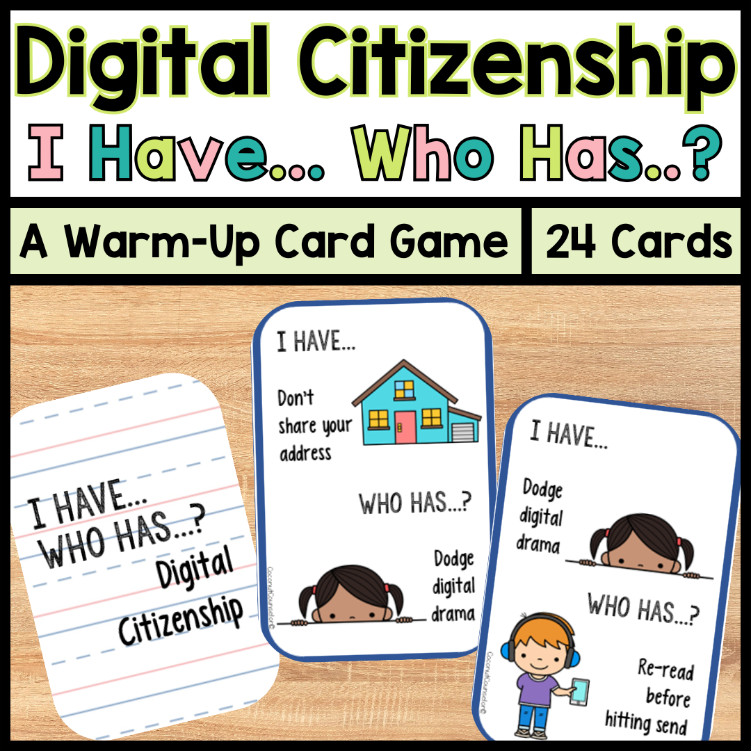 Digital Citizenship I Have, Who Has? Card Game | Internet Safety | Online Behavior | Warm Up Activity's featured image