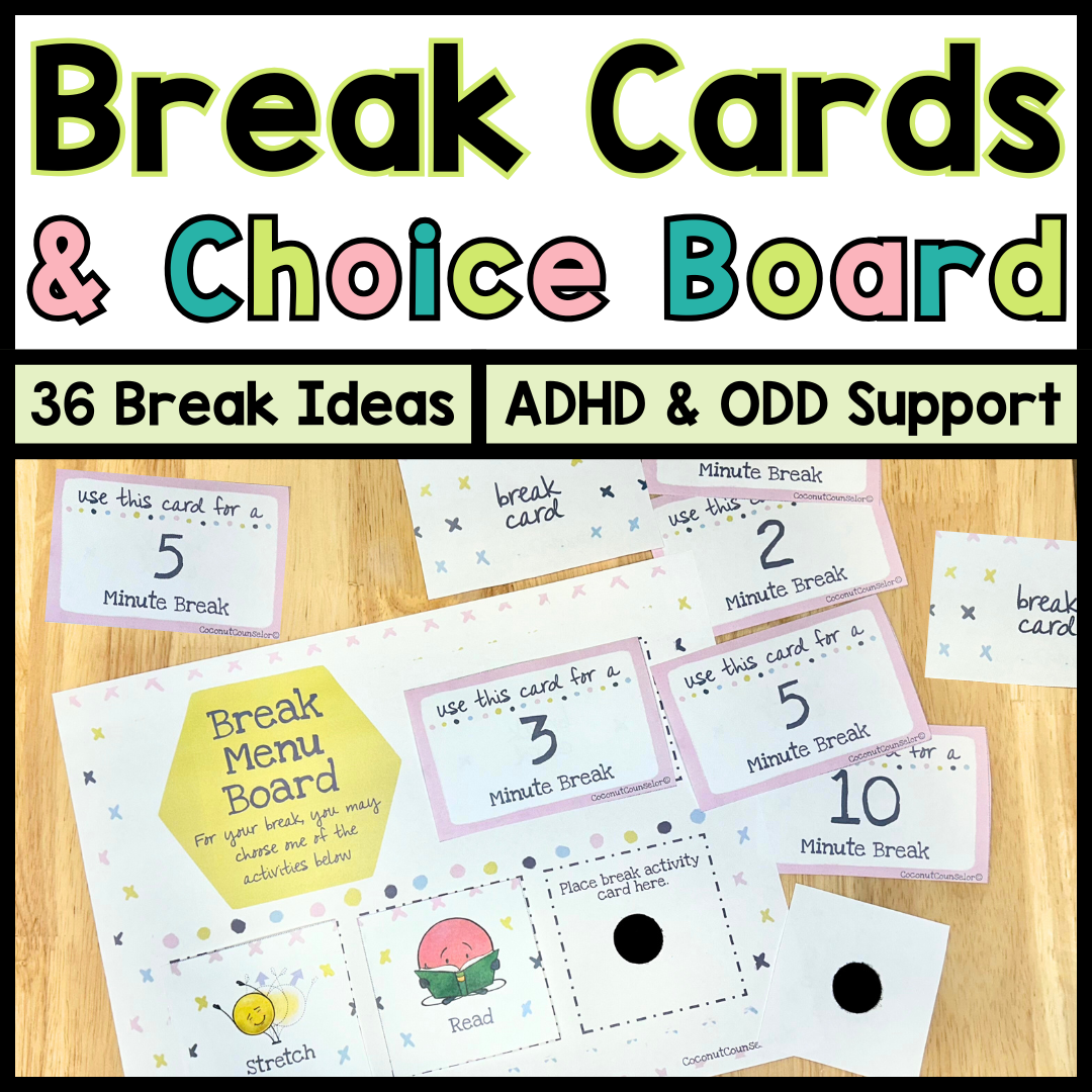 Break Cards & Choice Menu Boards | Behavior Management Support | ADHD ...