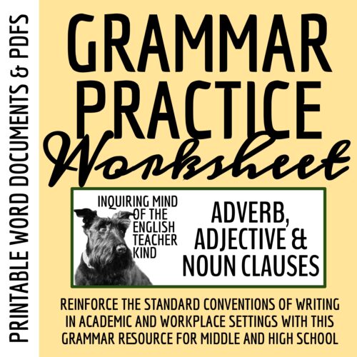 Grammar Practice Worksheet on Subordinate Clauses's featured image