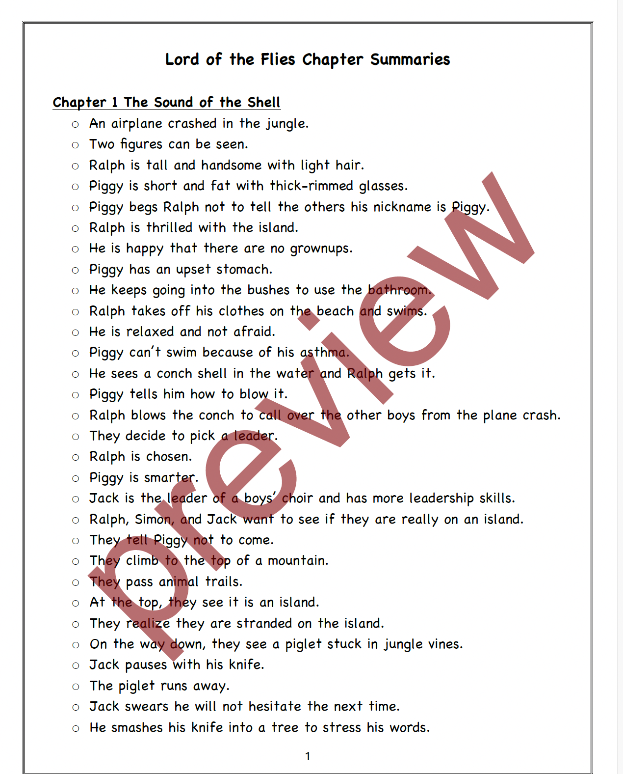 Lord of the Flies by William Golding Chapter Summaries - Classful