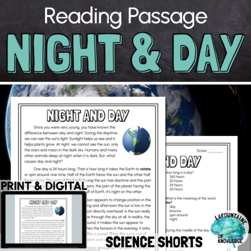 Night and Day Reading Comprehension Passage PRINT and DIGITAL's featured image