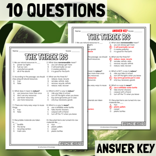 The Three Rs Reduce Reuse Recycle Reading Comprehension Passage Print The Three Rs Reduce Reuse Recycle Reading Comprehension Passage Print