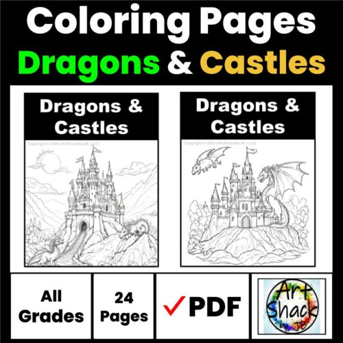 Dragons & Castles Coloring Pages (24 pages)'s featured image