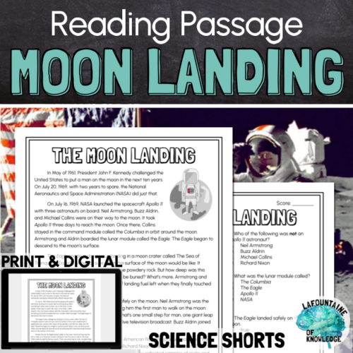 The Apollo 11 Moon Landing Reading Comprehension Passage PRINT and DIGITAL's featured image