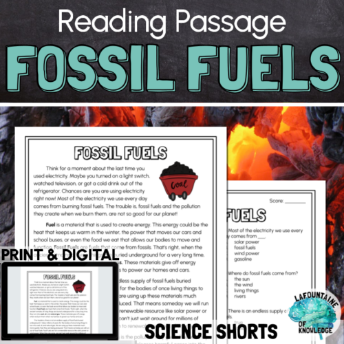 Fossil Fuels Reading Comprehension Passage PRINT and DIGITAL's featured image