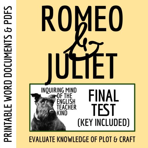 Romeo and Juliet Test and Answer Key with Study Guide for High School's featured image