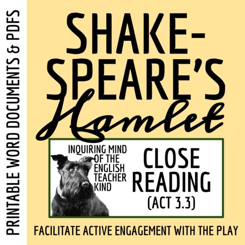 Hamlet Act 3 Scene 3 Close Reading Analysis Worksheet for High School's featured image