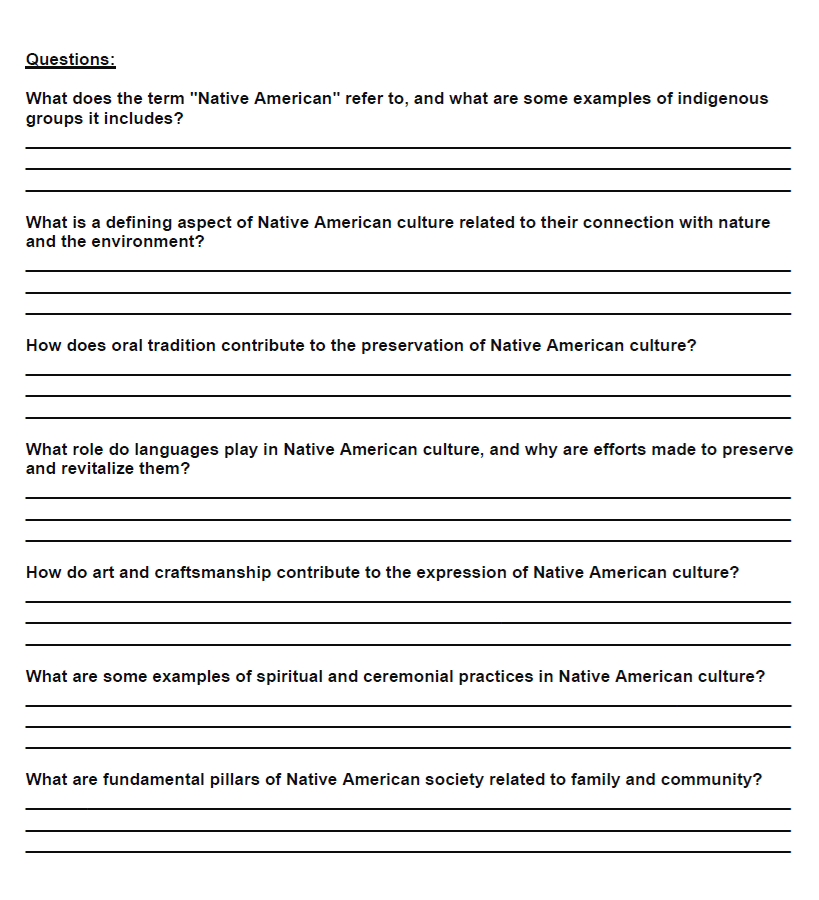 Native American Worksheet Packet (36 Assignments) - Classful