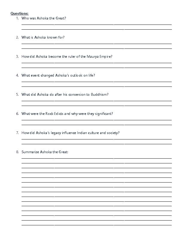 Ancient India- Ashoka The Great Worksheet Assignment (pdf) - Classful