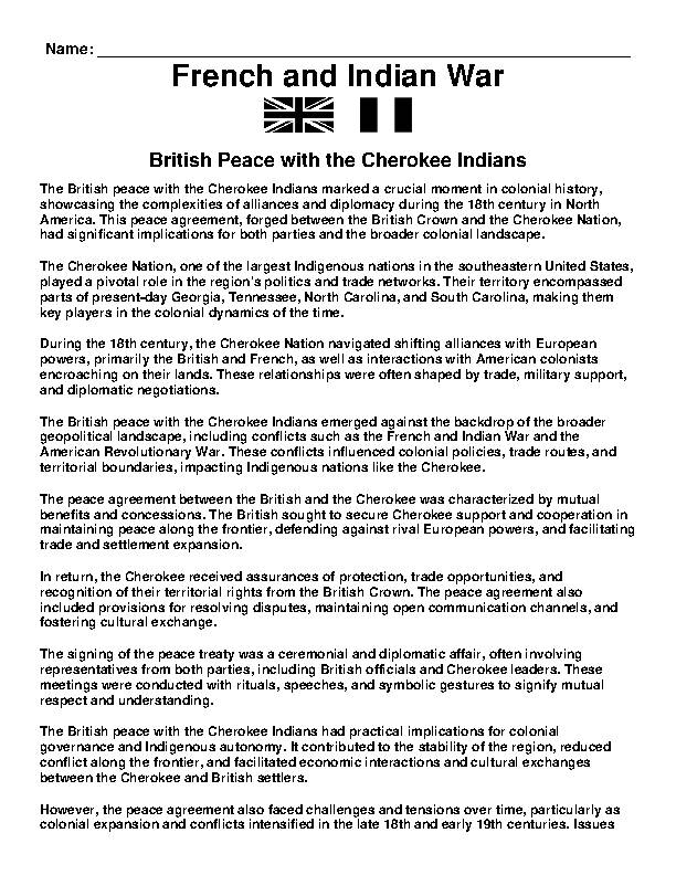 FRENCH &amp; INDIAN WAR- British Peace with the Cherokee Indians 