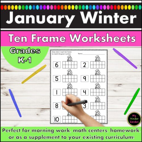 January Winter Ten-Frame Worksheets | Numbers 1-10 Counting and Writing Activities's featured image