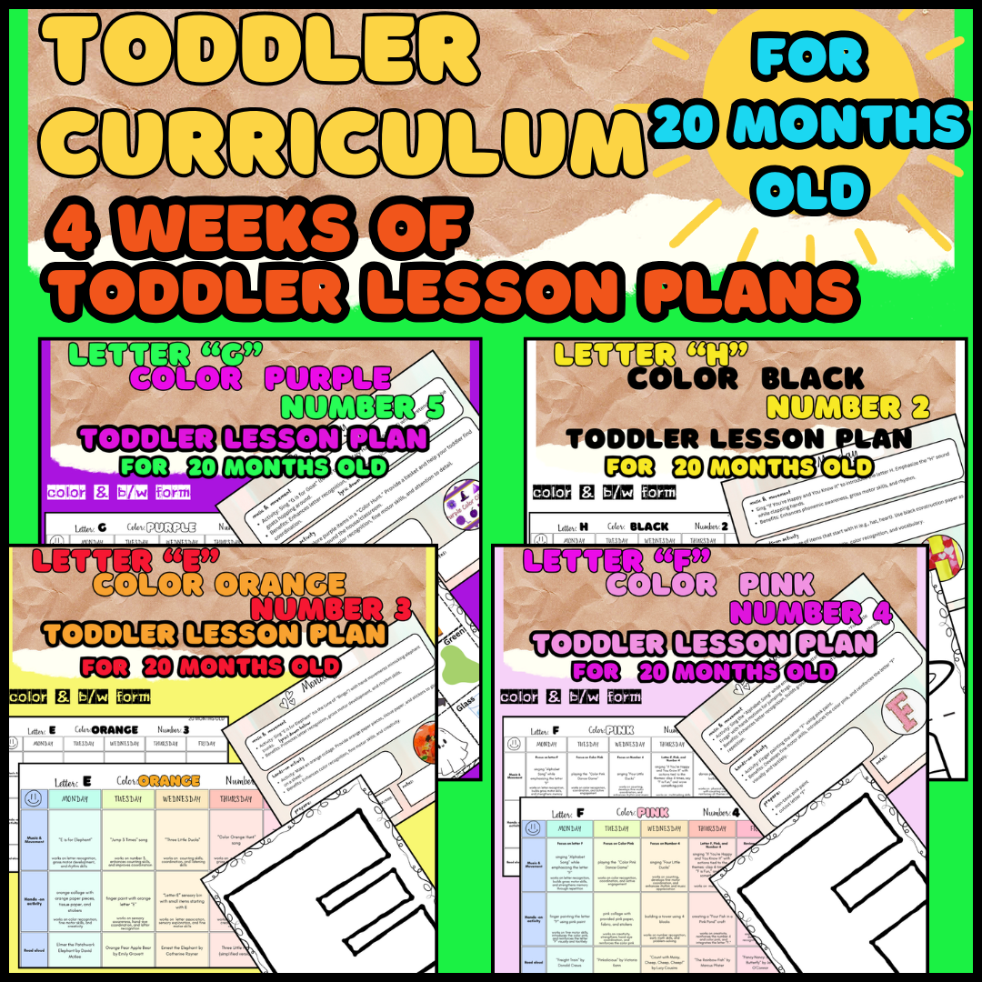 Toddler Curriculum- MONTHLY BUNDLE for 20 months old