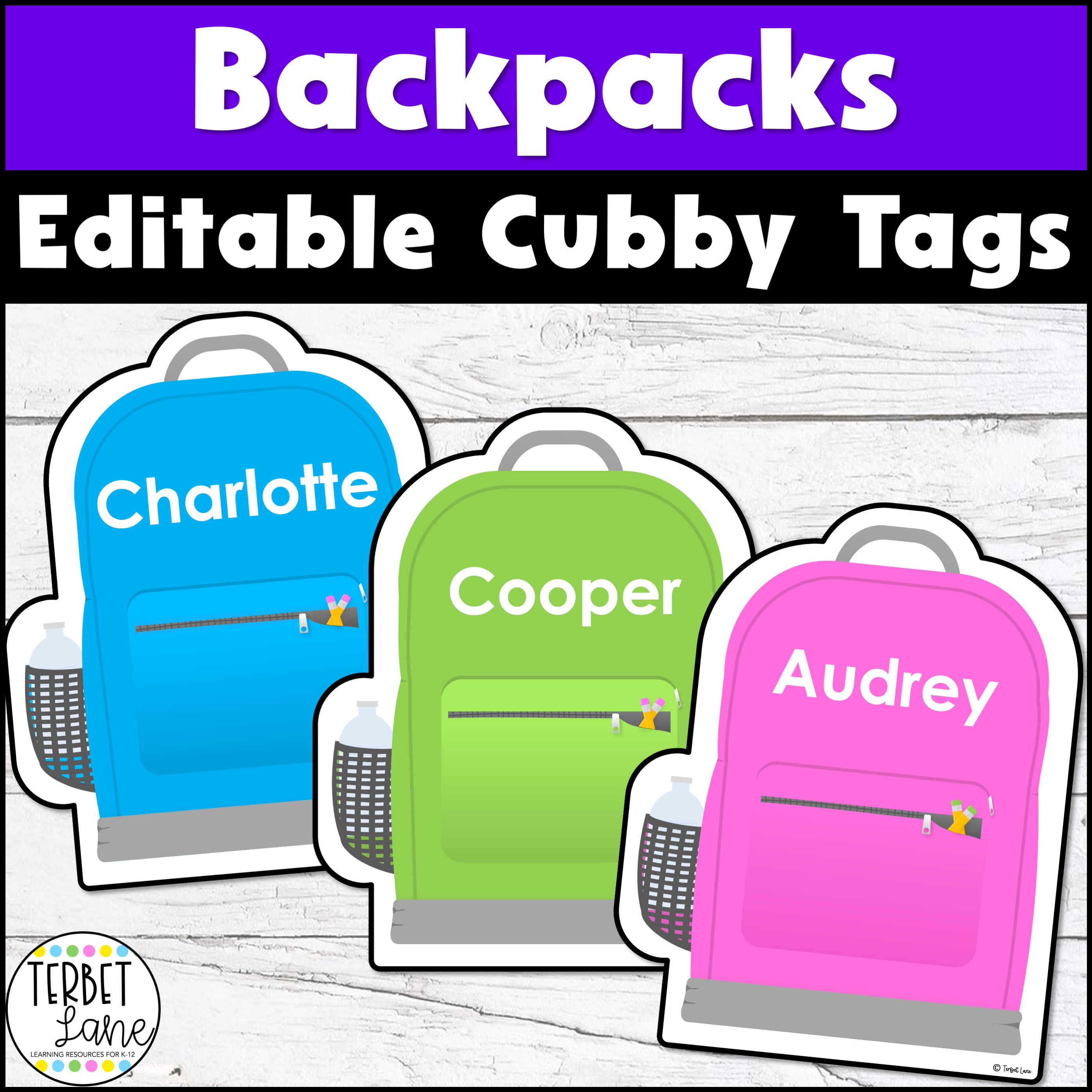 Editable Backpacks Cubby Name Tags for Back to School | Locker Labels