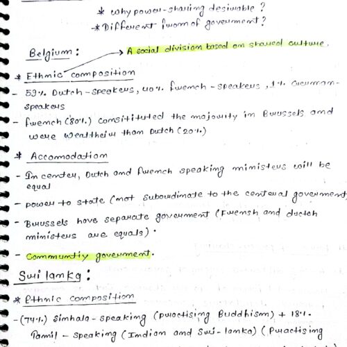 Power sharing notes for class 10th