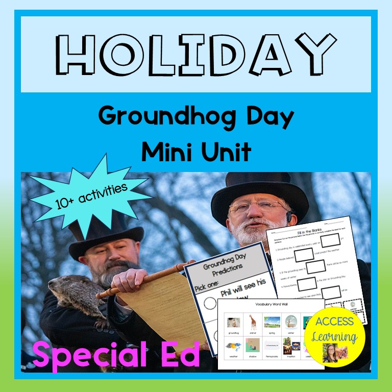Groundhog Day Leveled Reading Book and Activities for Special Education