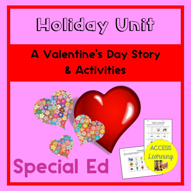 Valentine's Day Mini Unit Budgeting Theme for Special Education Adapted Books