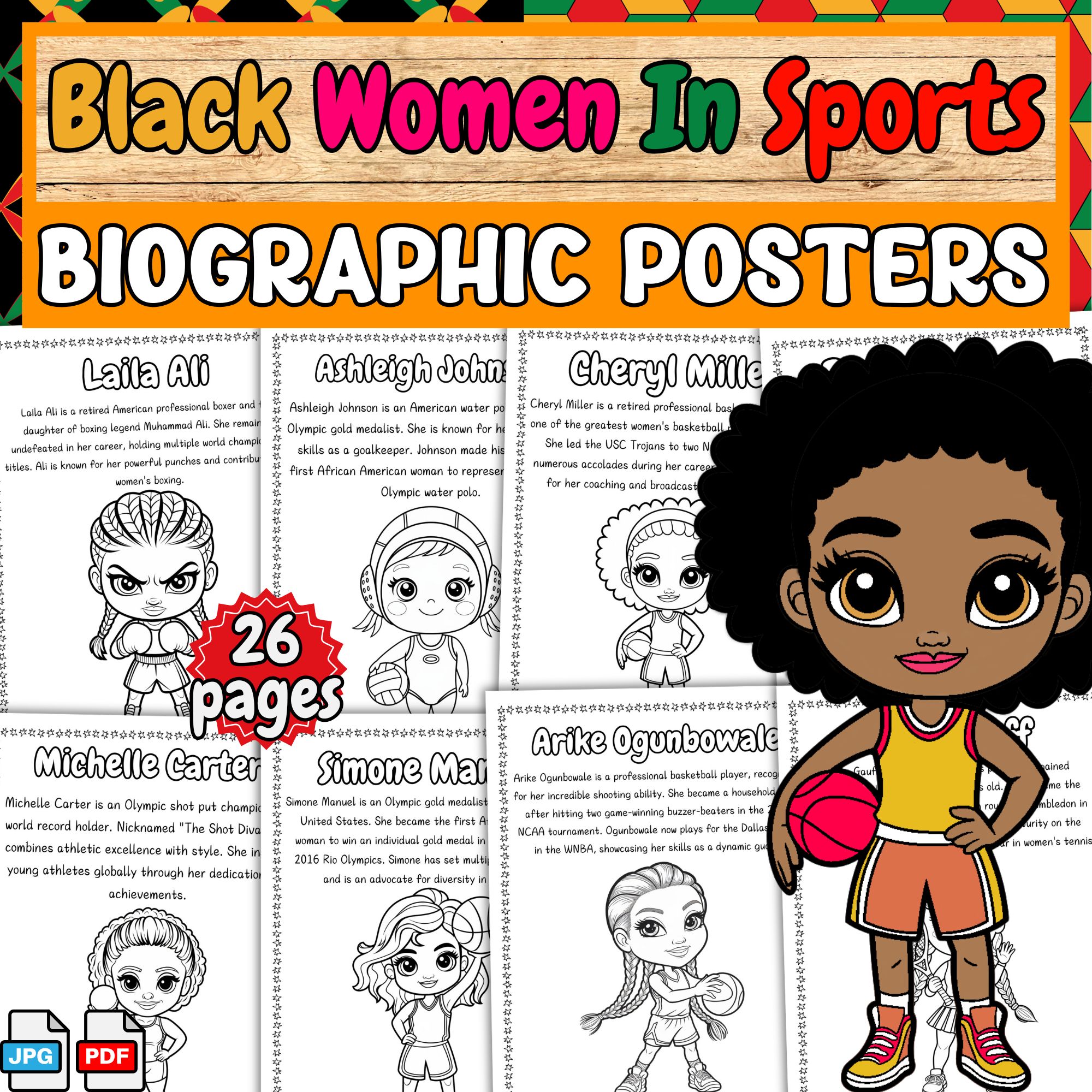 Black Women in Sports Coloring Posters | Black History Month Educationa Resourc