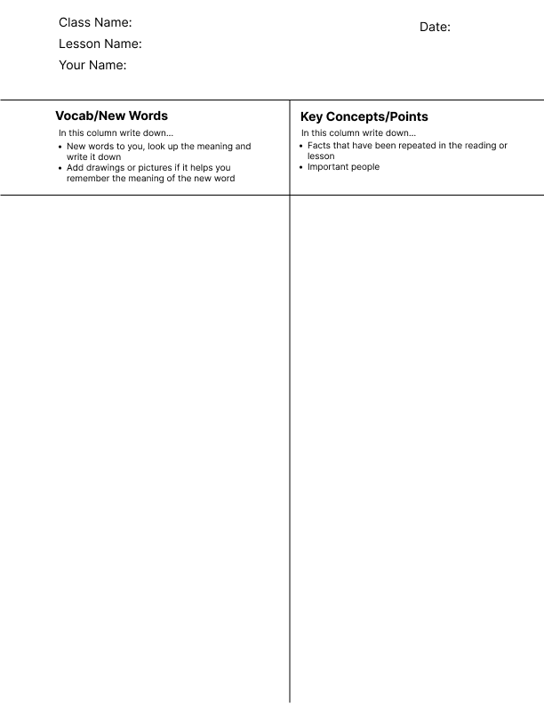 Note Taking Template B