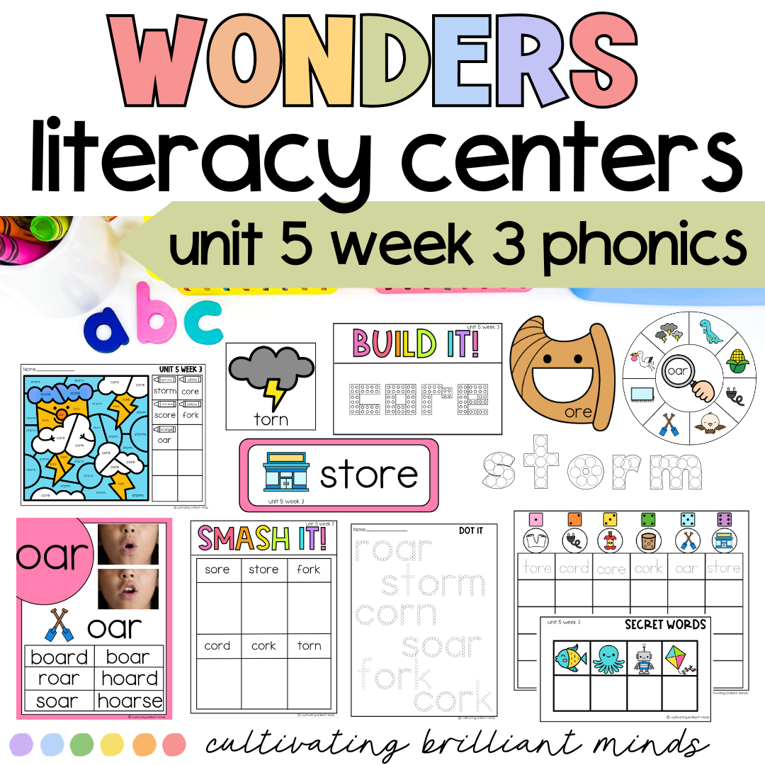 McGraw-Hill Wonders First Grade Phonics Centers | Unit 5 Week 3 OR, ORE, OAR