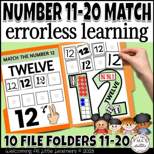 Errorless File Folder Activity Set: Learning Number Match 11 - 20 Math Centers's featured image