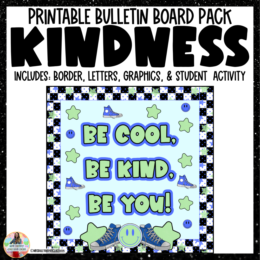 Kindness Bulletin Board Printable - SEL Class Decor - Sneaker Kindness Activity