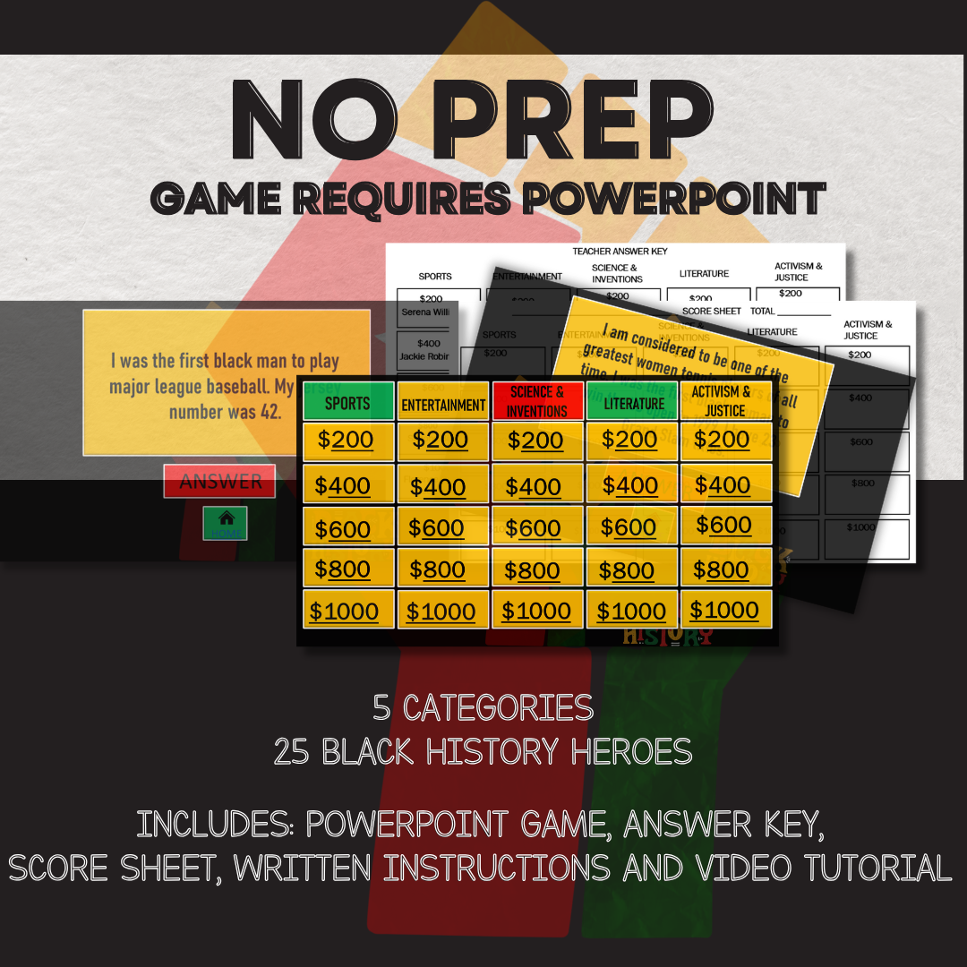 Black History Scavenger Hunt, Game, and Puzzle Bundle