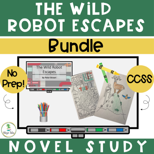 The Wild Robot Escapes Novel Study PowerPoint & Coloring Sheets Bundle Reading Comprehension Trivia's featured image