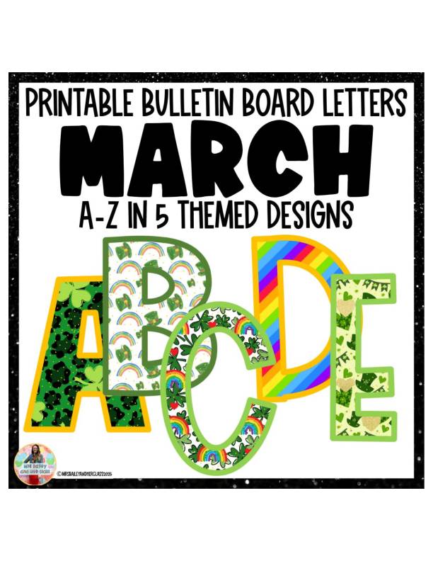 St. Patrick’s Day Bulletin Board Letters - Printable March Classroom Decor Set