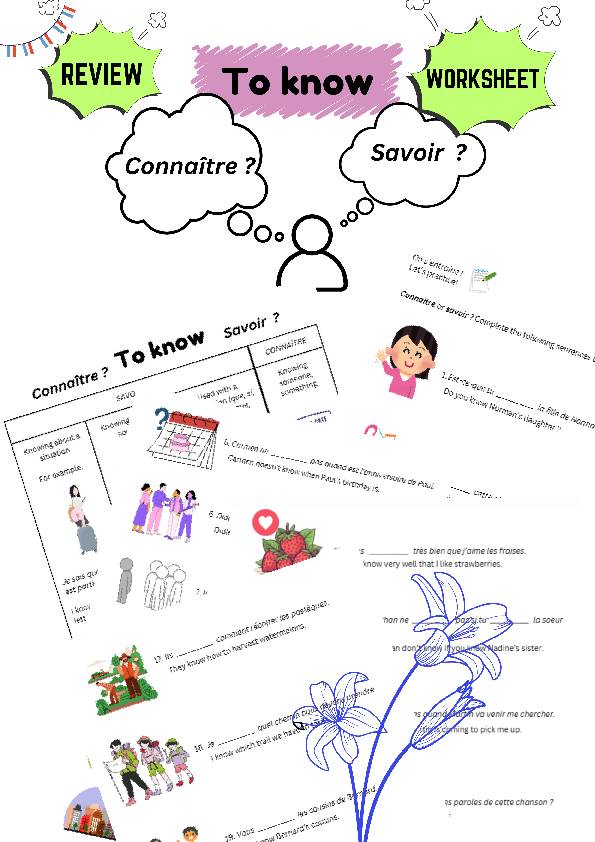 To know - Connaître-Savoir - Review exercise practice