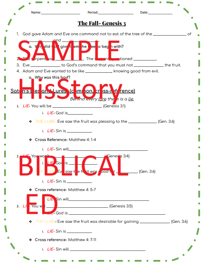 Genesis 3 Worksheet and Powerpoint