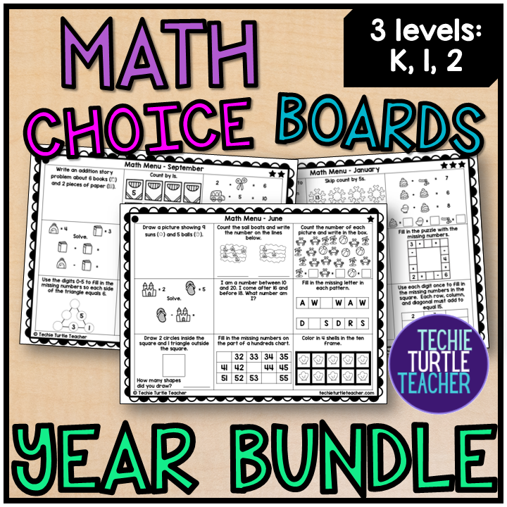 Math Choice Board Early Finisher Activities Differentiated K, 1st, 2nd ...
