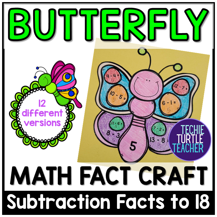 Spring Butterfly Math Craft Subtraction Facts Center Activity
