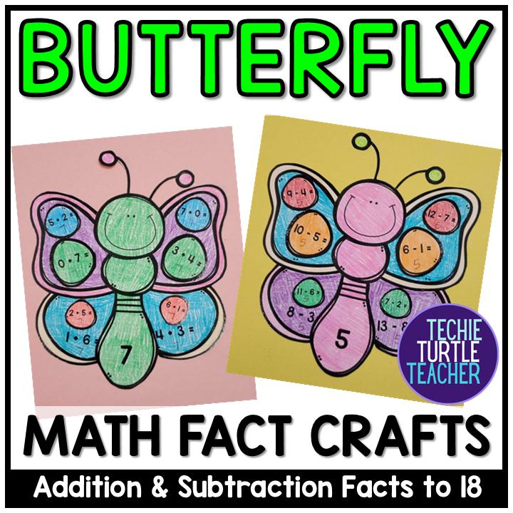 Spring Butterfly Math Craft Bundle: Addition & Subtraction Facts to 18