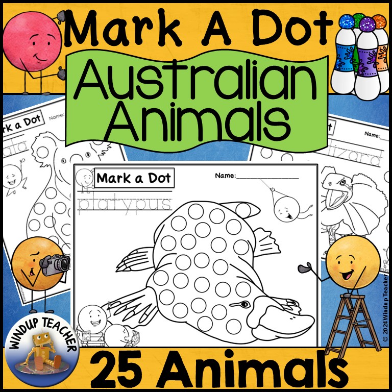 Australian Animals Do-A-Dot Marker Activity - Bingo Dot Dauber Worksheets