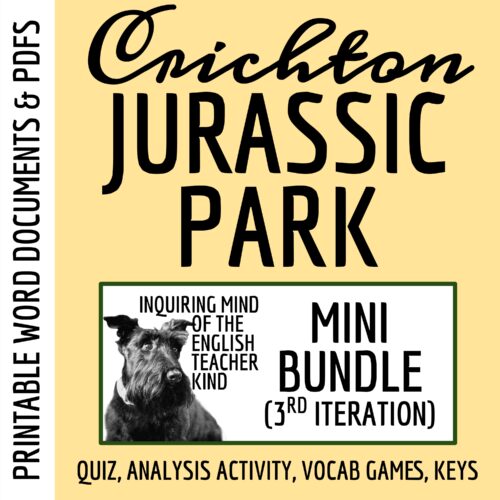 Jurassic Park Third Iteration Quiz, Analysis Worksheet, and Vocabulary Games's featured image