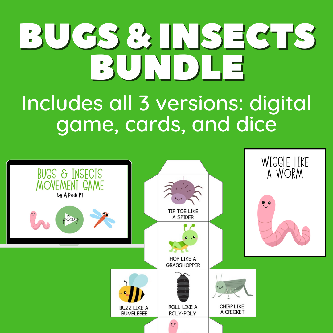 Bugs & Insects Gross Motor Movement Bundle | Dice, Cards, & Digital Game