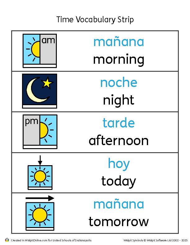 Spanish / English Vocabulary Strips - Classful
