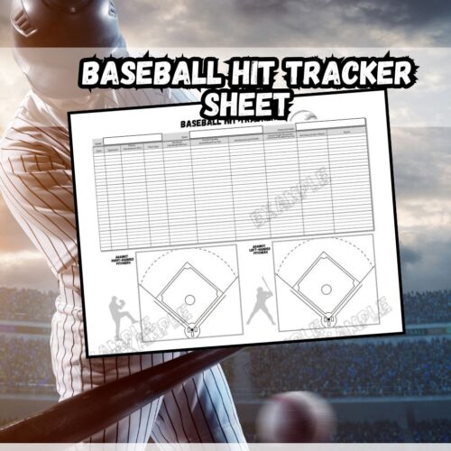Baseball Hit Tracker Sheet 8.5x11