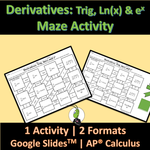 Derivatives of Trig, Lnx and E Maze Activity for AP Calculus 2.7's featured image