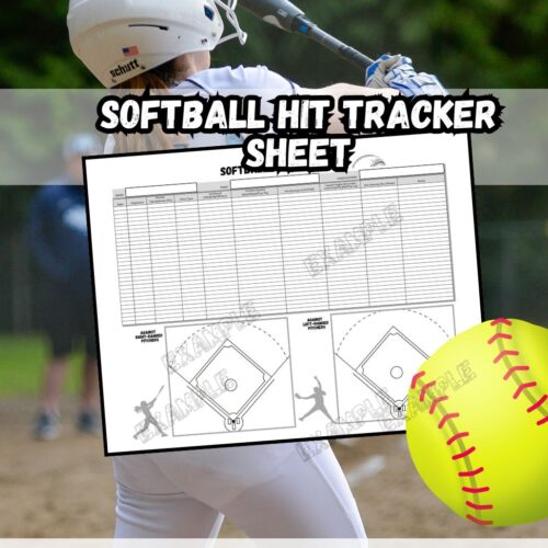 Softball Hit Tracker Sheet 8.5x11