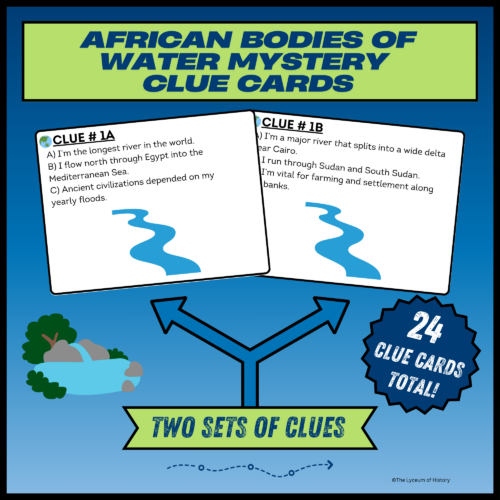 African Bodies of Water Clue Cards| Geography Map Skills Partner Activity's featured image