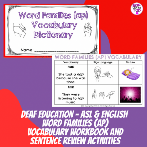 Deaf Education ASL & English Word Families (ap) Vocabulary Workbook's featured image