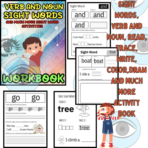 Verb and Noun Sight Words Workbook For Grades PreK-2nd Grade (ages 4-8) 80 pages of Sight Words, trace, write, color, read and draw activities.'s featured image