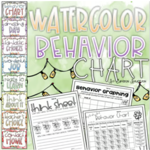 Behavior Clip Chart Watercolor Theme Classroom Management Back to School's featured image