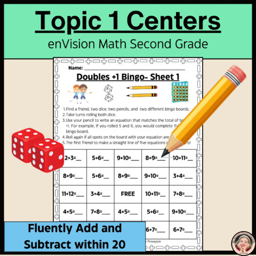 2nd Grade enVision Math Centers + Games Topic 1- Fluently Add and Subtract in 20's featured image