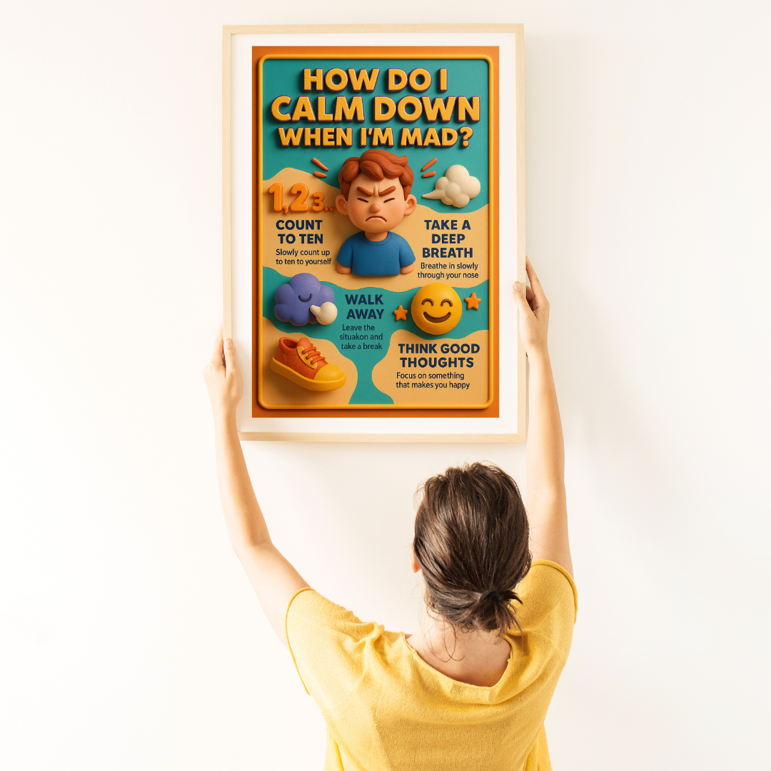 Printable Colorful Poster for Kids-How Do I Calm Down When I'm Mad?