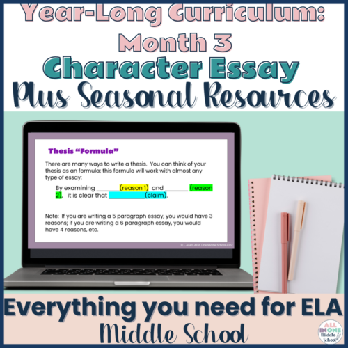 Full Year Curriculum ELA Middle School - Character Analysis Literary Essay's featured image