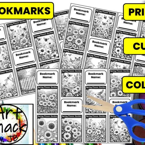 Spring Flower Garden Coloring Bookmarks - (24 cute bookmarks)'s featured image