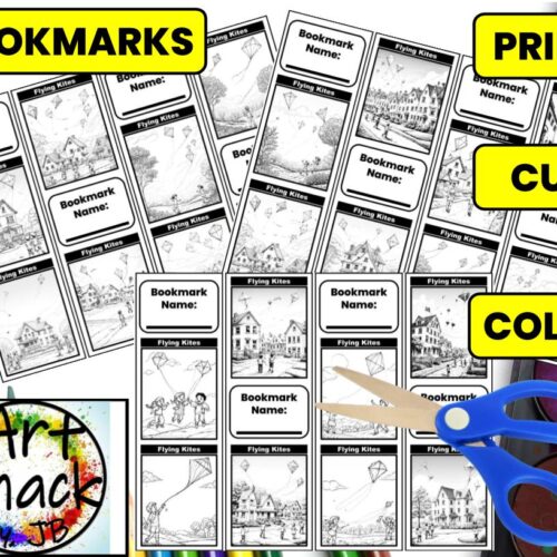 End of the Year Activities Flying Kites Coloring Bookmarks Summer Craft's featured image